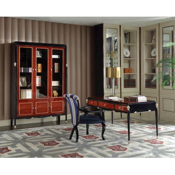 Luxury furniture for Villa house Reception table and Console cabients by Ebony wood in Glossy painting Sliver leaf