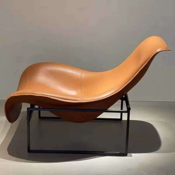 Synthetic Leather Office Building Lounge Chair Nordic Designer Glass Steel Duck Tongue Reception Art Creative Sofa Chair