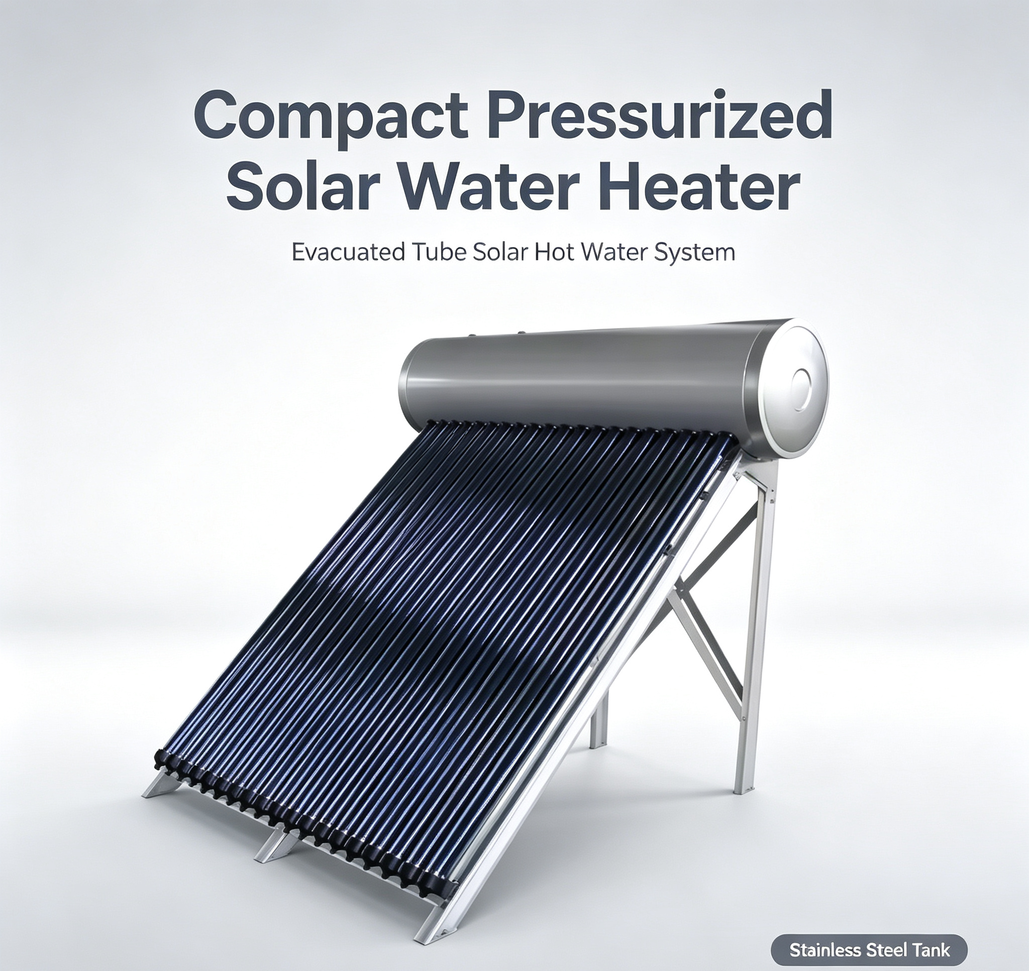 Pressurized Evacuated Tube Solar Water Heater Stainless Steel Solar Hot Water System For Household Roof Installation