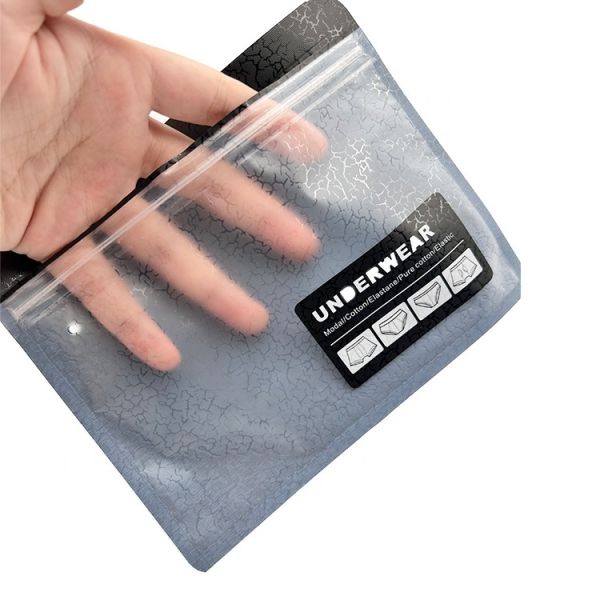 Stand Up Pouch Custom Printing Clear Window Resealable Zipper Bags with Hang Hole Heat Sealing Perfect Underwear Towel Mask