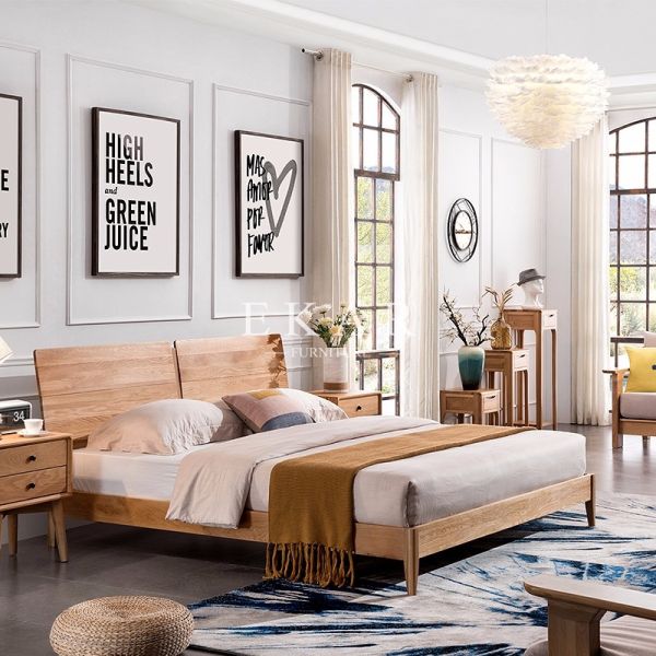 Solid Oak Wood Bed Designer Furniture