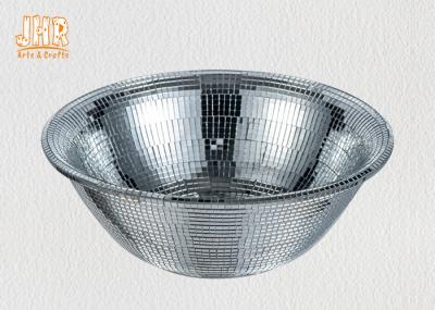 Round Shape Shining Fiberglass Flower Bowls Silver Mosaic Glass 31cm × 11cm