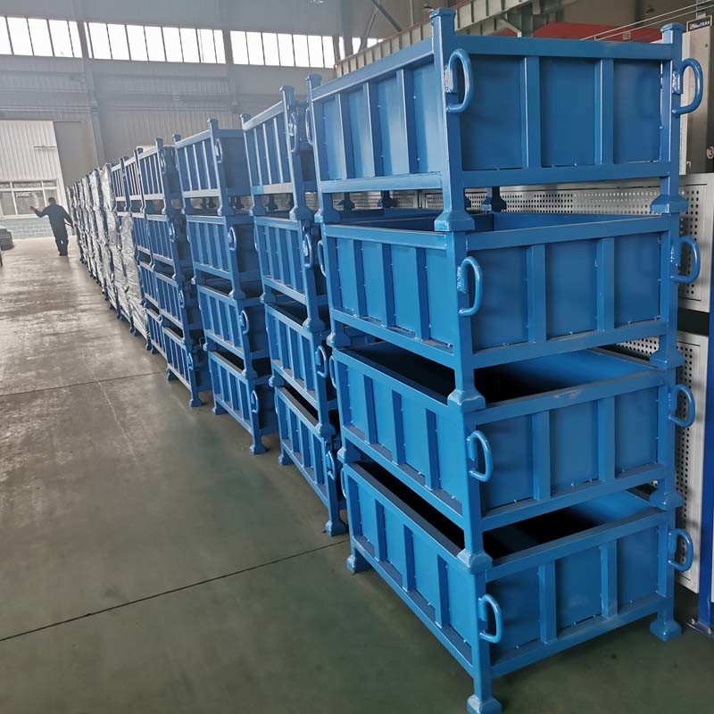 Industrial Grade Steel Grid Metal Pallet Box Powder coated For Warehouse Storage