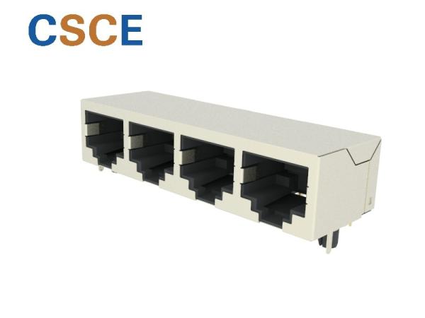 Customized Color RJ45 Gigabit Ethernet , RJ45 Modular Jack 1 * 4 Port UL Certification