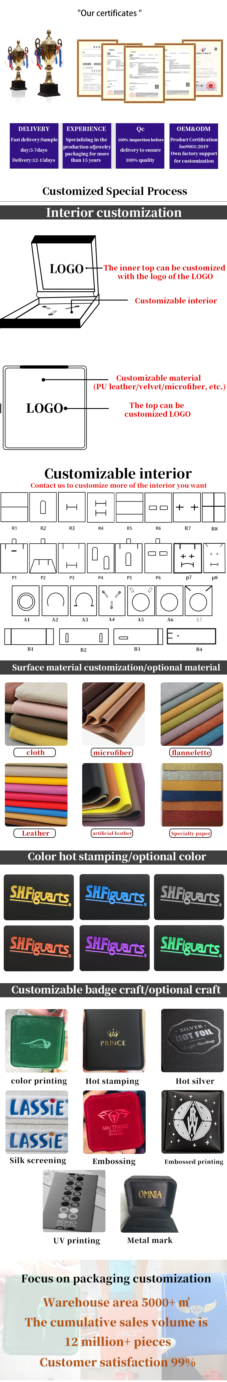 Custom Logo White Light Velvet Jewelry Box for Stud Earrings Necklace Bracelet Packaging