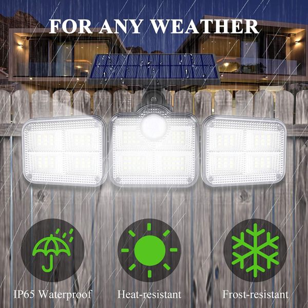 6500K 1.8W Outdoor LED Solar Lamp 270 Wide Angle 3.7V 2400mah