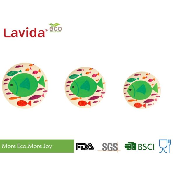 Fresh Ocean Cartoon Fishes Bamboo Dinnerware Dishwasher Safe Tasteless Heavy Metal Free