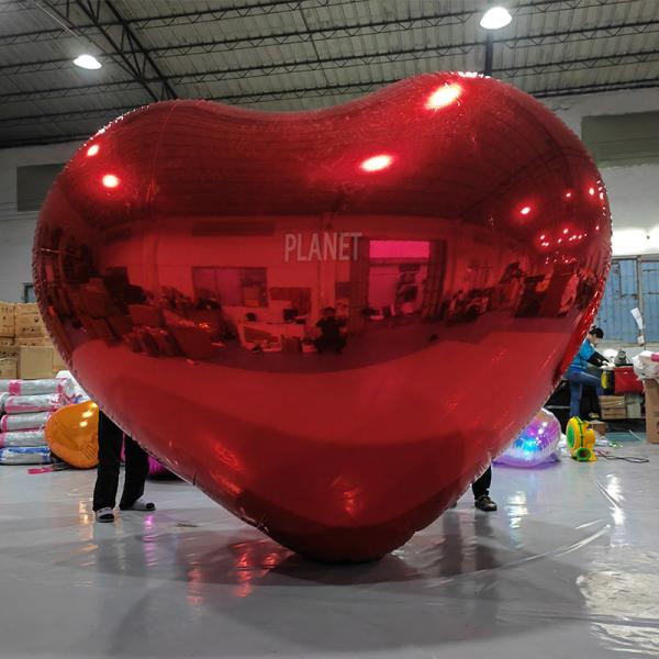 Customized Colorful Inflatable Heart Mirror Ball Hanging Mirror Sphere Balloon For Wedding Decoration