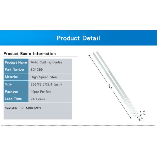 801269 Cutter Industrial Knife Blades Suitable For Cutter M88 MP9 364 x 8.5 x 2.4mm
