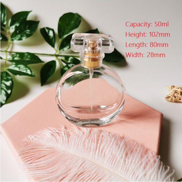 New Fashion Clear 30ml 50ml Glass Round Screw Mouth Perfume Spray Bottle
