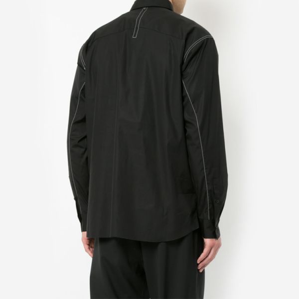 Black Color Mens Fashion Casual Shirts Long Sleeve Slim Fit Breathable