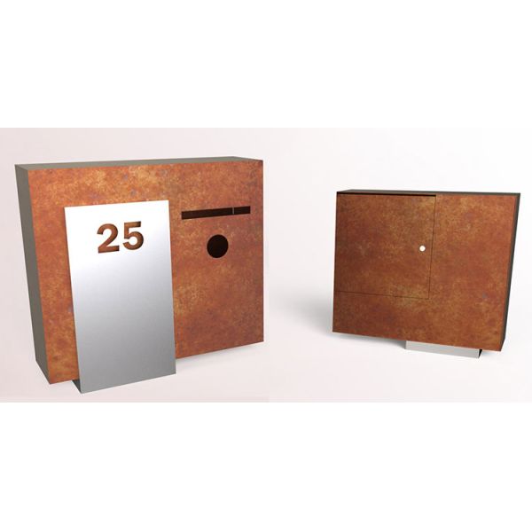 Outdoor Key Lock Wall Mounted Corten Steel Letter Box Mailbox