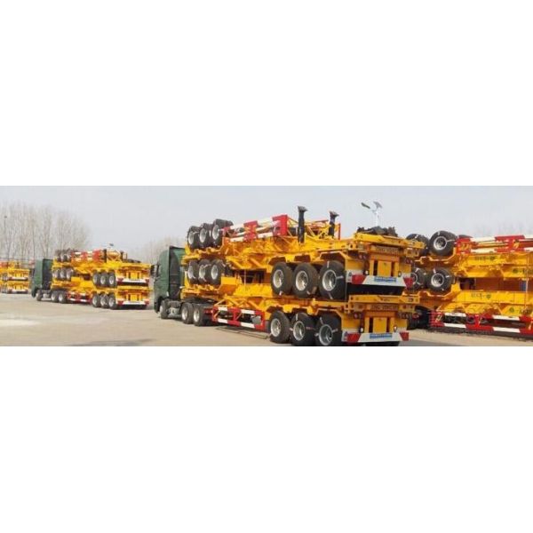 Yellow Semi Commercial Flatbed Trailer , 40 Ton Flatbed Tractor Trailer