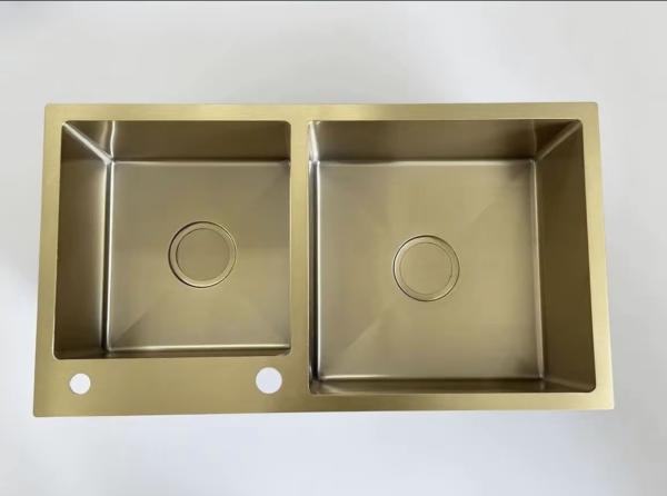 Gold Toned SUS304 Stainless Steel Kitchen Sink with Drainboard