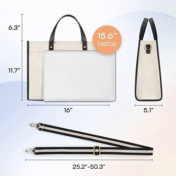 16x11.7x5.1 Canvas Laptop Tote Bag , Work Shoulder Bags For Travel Shopping