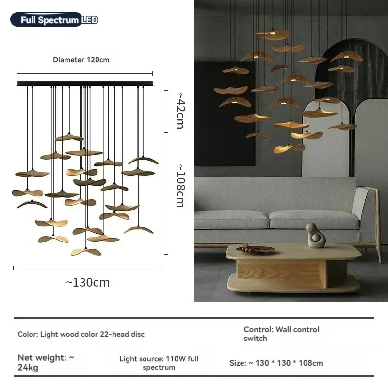 Japanese Wabi-sabi Style Retro Solid Wood Staircase Chandelier(WH-NC-156)