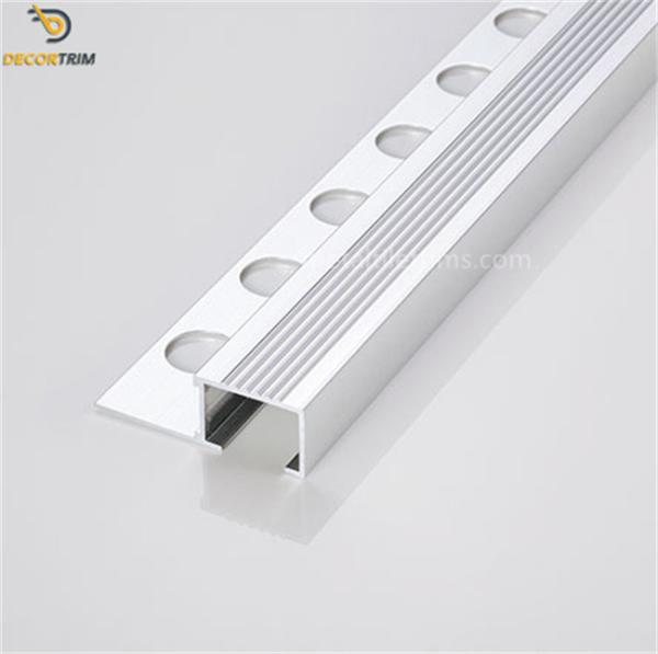 Slip Resistant Tile Edge Trim For Stairs Box Edge Shiny Silver Color