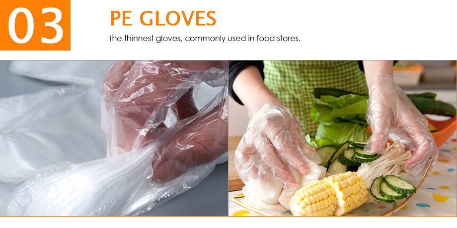 Ambidextrous High Density Polyethylene Gloves Kitchen Use Plastic Disposable Gloves