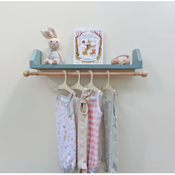 As Your Request Blue Nursery Shelf with Clothes Hanger Organize Your Child's Clothing