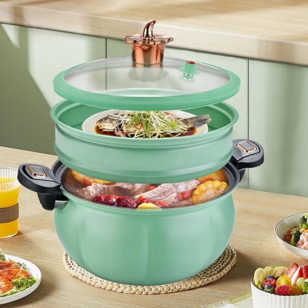 8l Large Capacity Iron Micro Pressure Cooking Pot  Maifan Stone Non Stick Coating