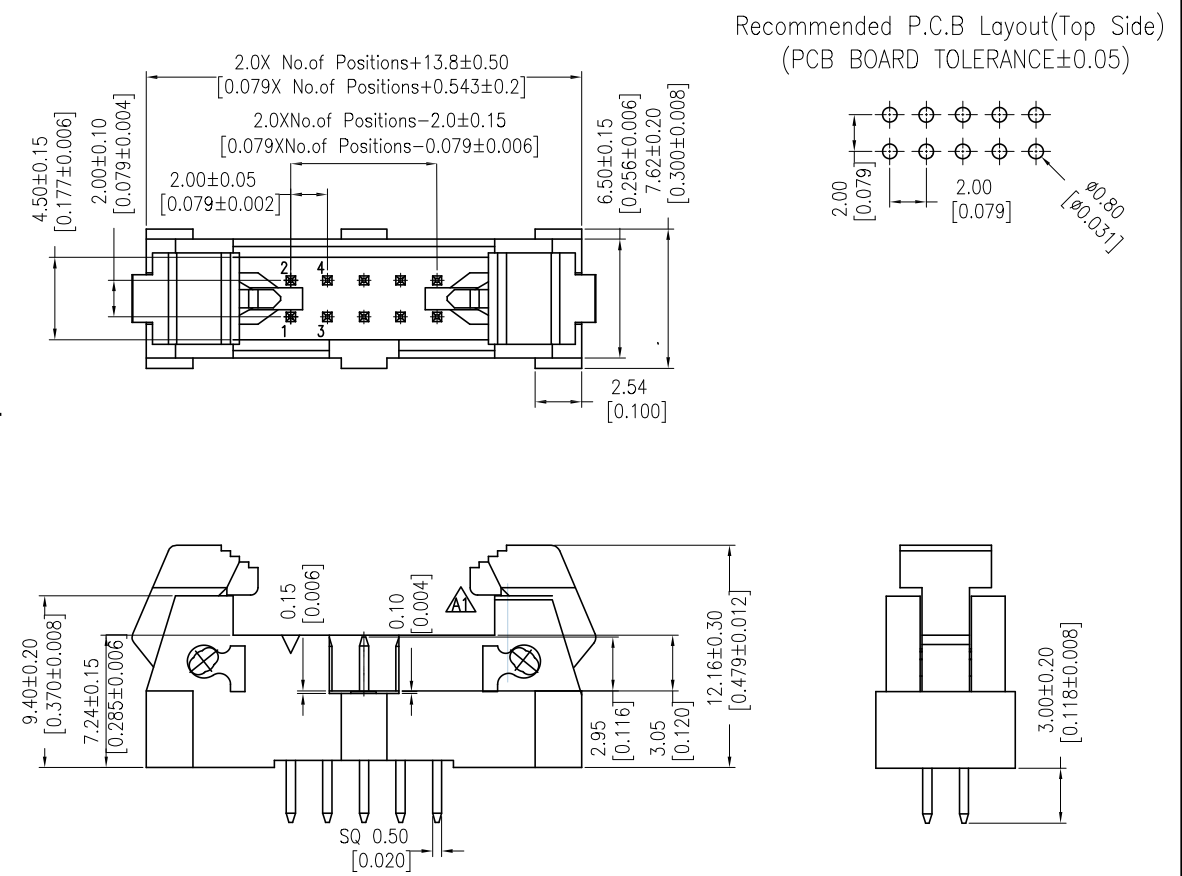2.0mm Pitch Samtec Type 180° Ejector Header Connector