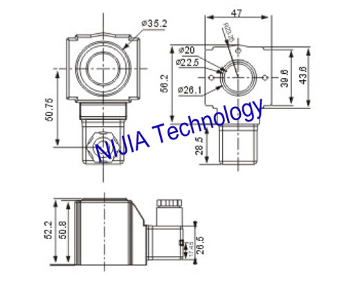 AC220V AC110V DIN43650 YUYEN Hydraulic Solenoid Coil inner hole 20mm high 52mm