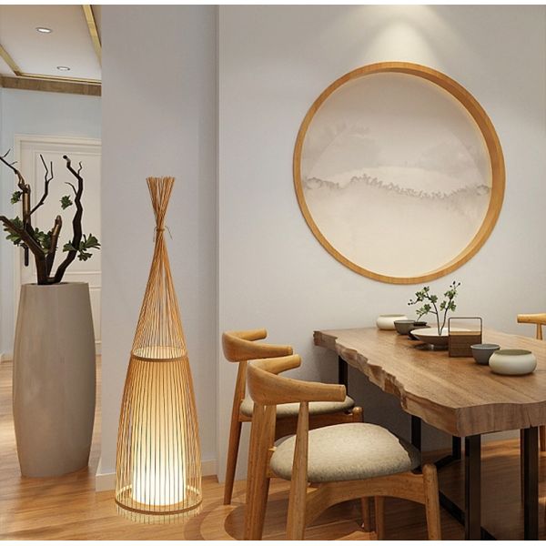 Handcrafted Bamboo Weaving Standing Lights Floor Lamps For Living Room bedroom Light