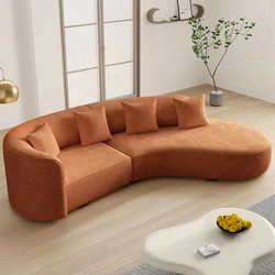 Italian cloud cream lamb velvet sofa set moon shaped curved light luxury Nordic sherpa lambs wool modern corner sofa bed