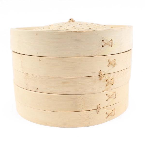 Navios de bambu de Dim Sum da tampa de 10 polegadas, bambu Momo Steamer Basket Kitchen do arroz