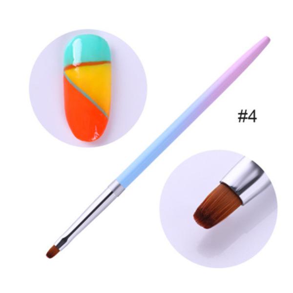 Metal Gradient Nail Gel Brush Nylon Hair Flat UV Nail Pen Non Deformation