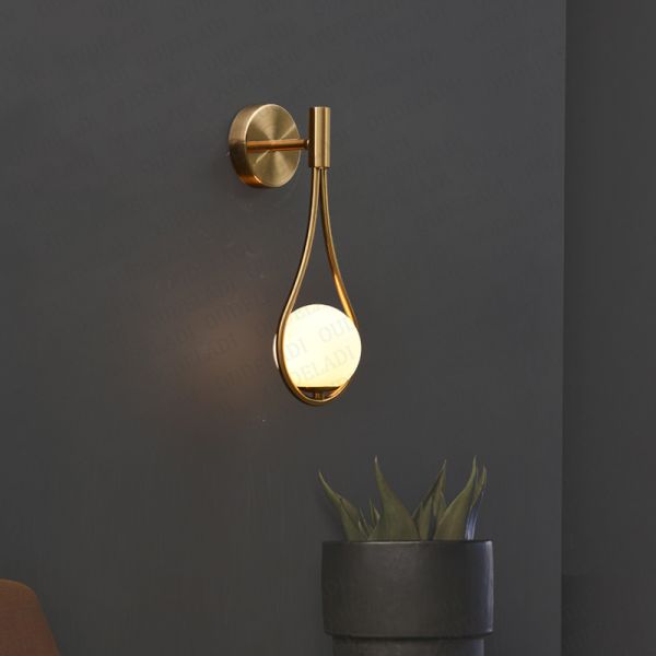 Mdern Glass ball wall scones bedside Bedroom Brass Gold Color Minimalist wall lamp (WH-OR-12)