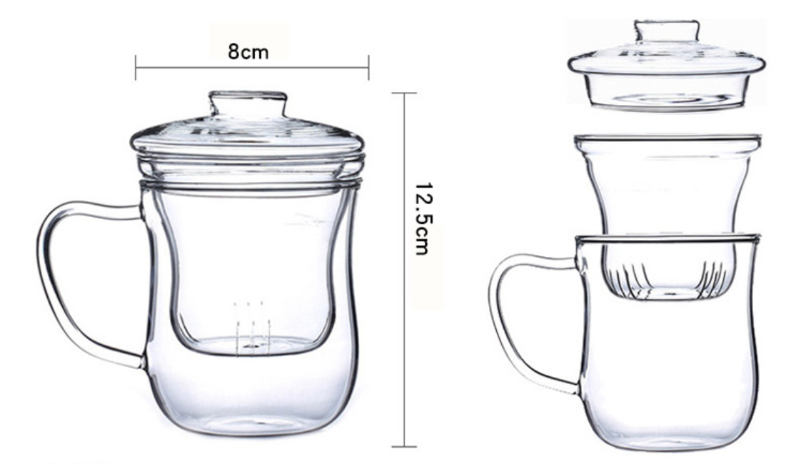 Стеклянная чашка Инфузер чая темного защитного стекла подгоняла логотип для офиса/перемещения