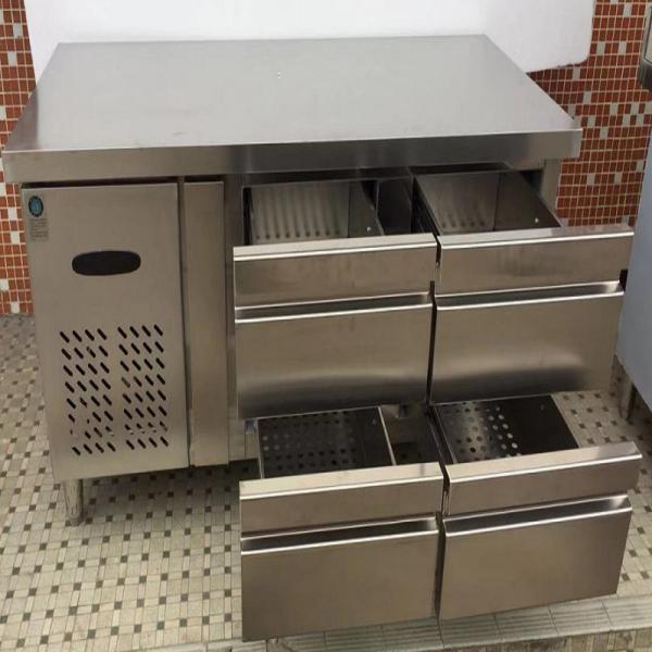 Congelador de aço inoxidável da tabela de funcionamento do refrigerador da bancada da cozinha com gavetas