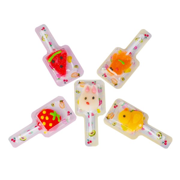 Colorful Gummy Candies Cartoon Shape Soft Lollipop Candy Fruit Flavor Candy Sweets