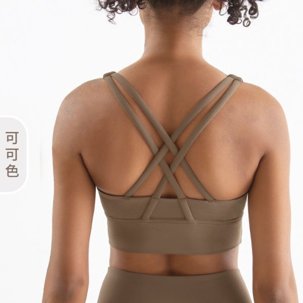 Двухстороннее расчесываемое крестовое спинное спортивное белье устойчивое к ударам подтяжка йога спортивное бра фитнес-костюм