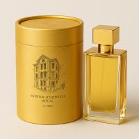 Textured Paper Luxury Perfume Cylinder Box Gold Foil Stamping Round Paper Tube Essential Oil Packaging