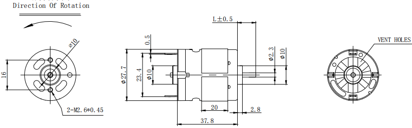 RS380 motor de corriente continua 27.7*37.8mm 6V 9V 12V 12000rpm motor de afición de corriente continua de alto par para bomba