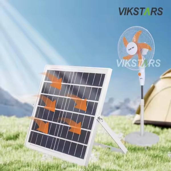 Solar Standing Fan 16inches Solar Energy Powerd For Camping Home Use