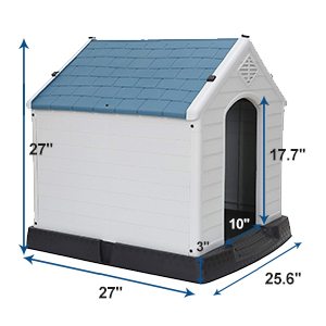 Large Plastic Dog House Outdoor Indoor Doghouse Puppy Shelter Water Resistant Easy Assembly Sturdy Dog Kennel