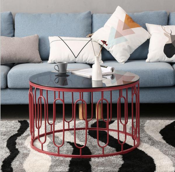 Round Stainless Steel Frame Tempered glass top End Table Coffee table