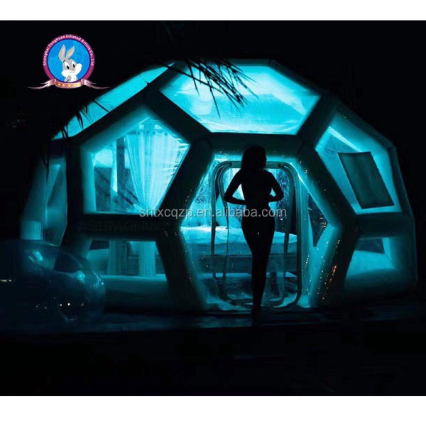 Shanghai football shape airtight inflatable transparent soccer bubble tent dome igloo for outdoor camping