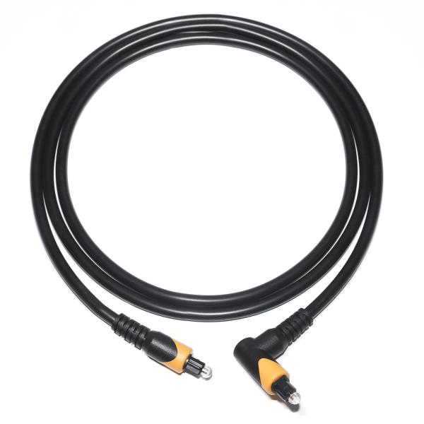 Sortie d'usine Câble audio à fibre optique Toslink Mâle Noir Jaune PVC 90 ° Interface carrée 0,6 M