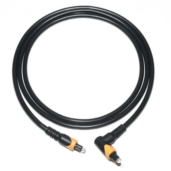 Fabrica de salida Toslink cable de fibra óptica de audio macho negro amarillo PVC 90 ° Cuadrado toslink cable óptico de plástico