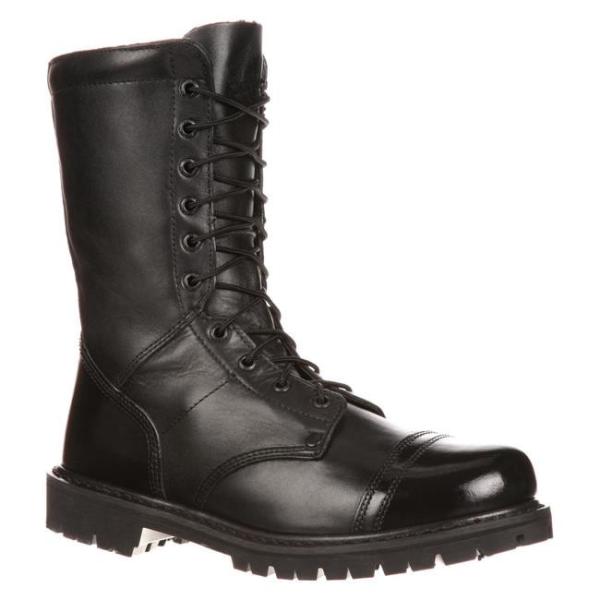 10 couro de grão completo militar alto cerimonial das botas de combate do zíper lateral
