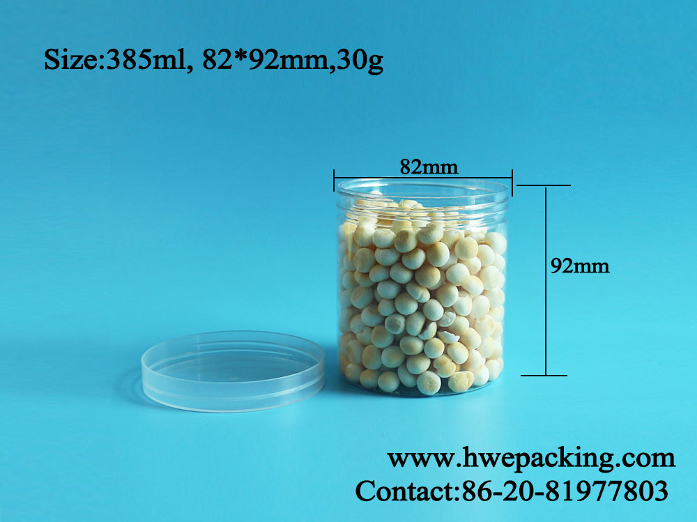 FDA 385ml Transparent Leak Proof Plastic Jar With Screw Cap