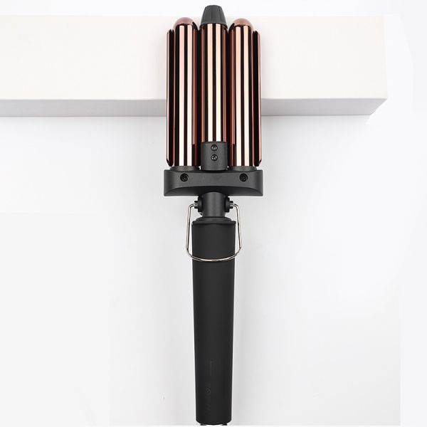 Двойное напряжение тока гофрирует тройной турмалин титана дисплея СИД завивая утюга бочонка