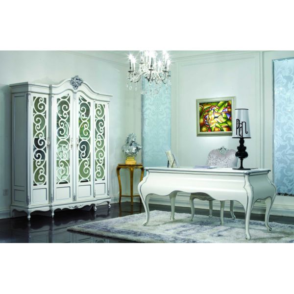 F004 Antique French Baroque Classic Home Office Desks Rectangle For Palace Study Room