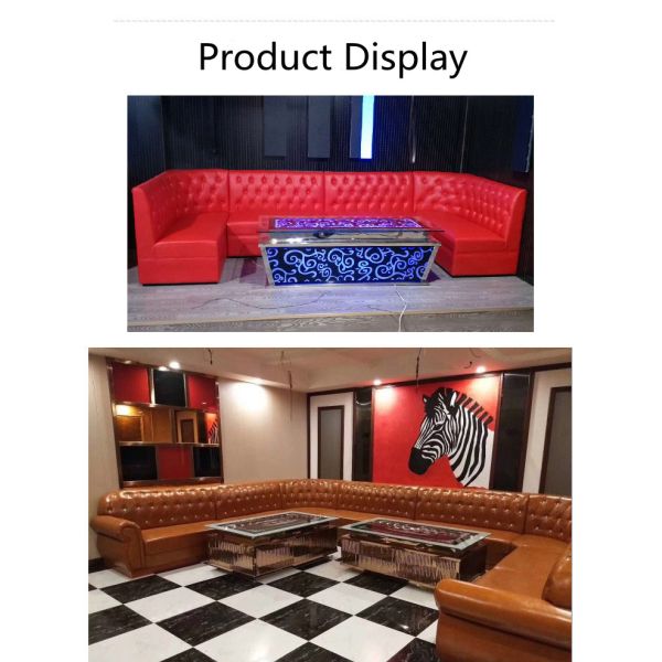 3 Piece Faux Leather U Shaped Sectional Couch With Chaise Blue Round Corner