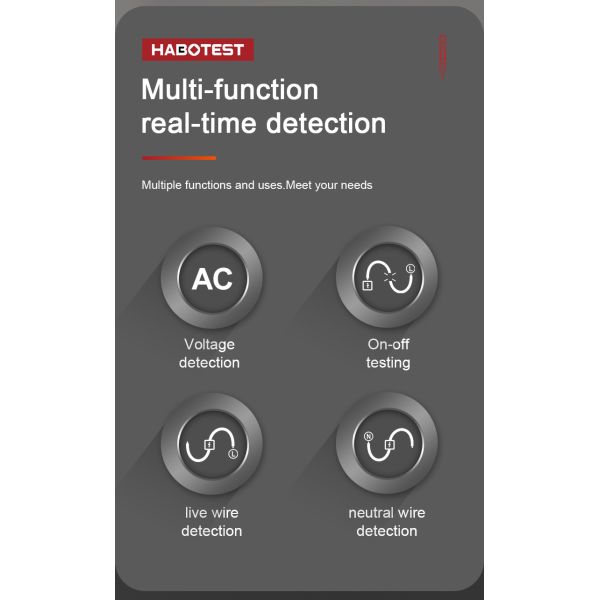 HABOTEST Voltage Detector HT89 AC 300V Sensitive Induction Tester Pen Backlight AC Voltage Tester Sound Light Alarm LCD Display
