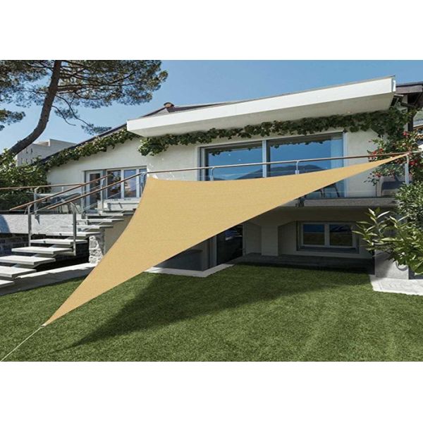 12'x12'x12' Beige Triangle Garden Sun Canopy Sail For Sport Centers And Pools